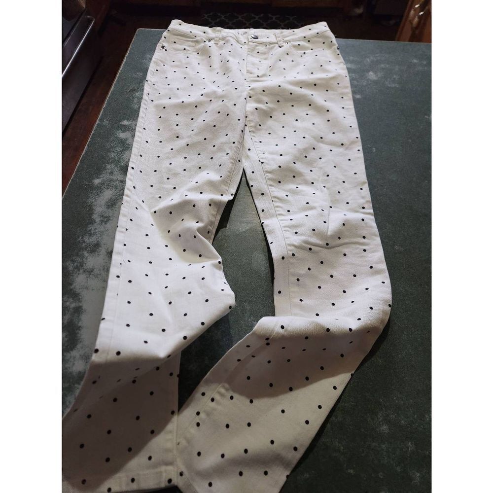 Tyler Boe white jeans with black polkadot sz  6